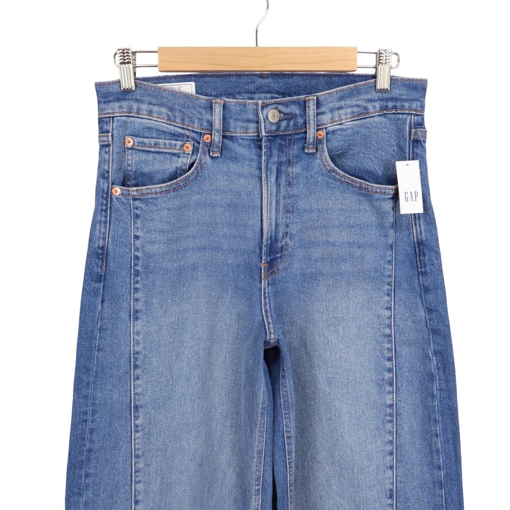 NWT Gap High Rise Stride Wide-Leg Ankle Jeans New Medium Indigo Size 28/6 Tall - Picture 6 of 10